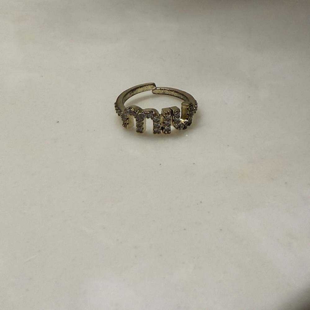 Chic Gold-Tone replica Mui Mui Women's Ring with Sparkling Accents